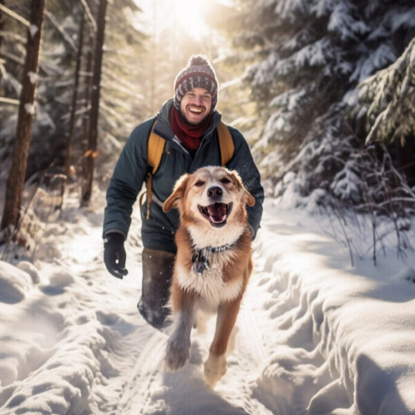 雪の舞う冒険：フレキシの伸縮リードで愛犬と遊ぶ新しい楽しみ方